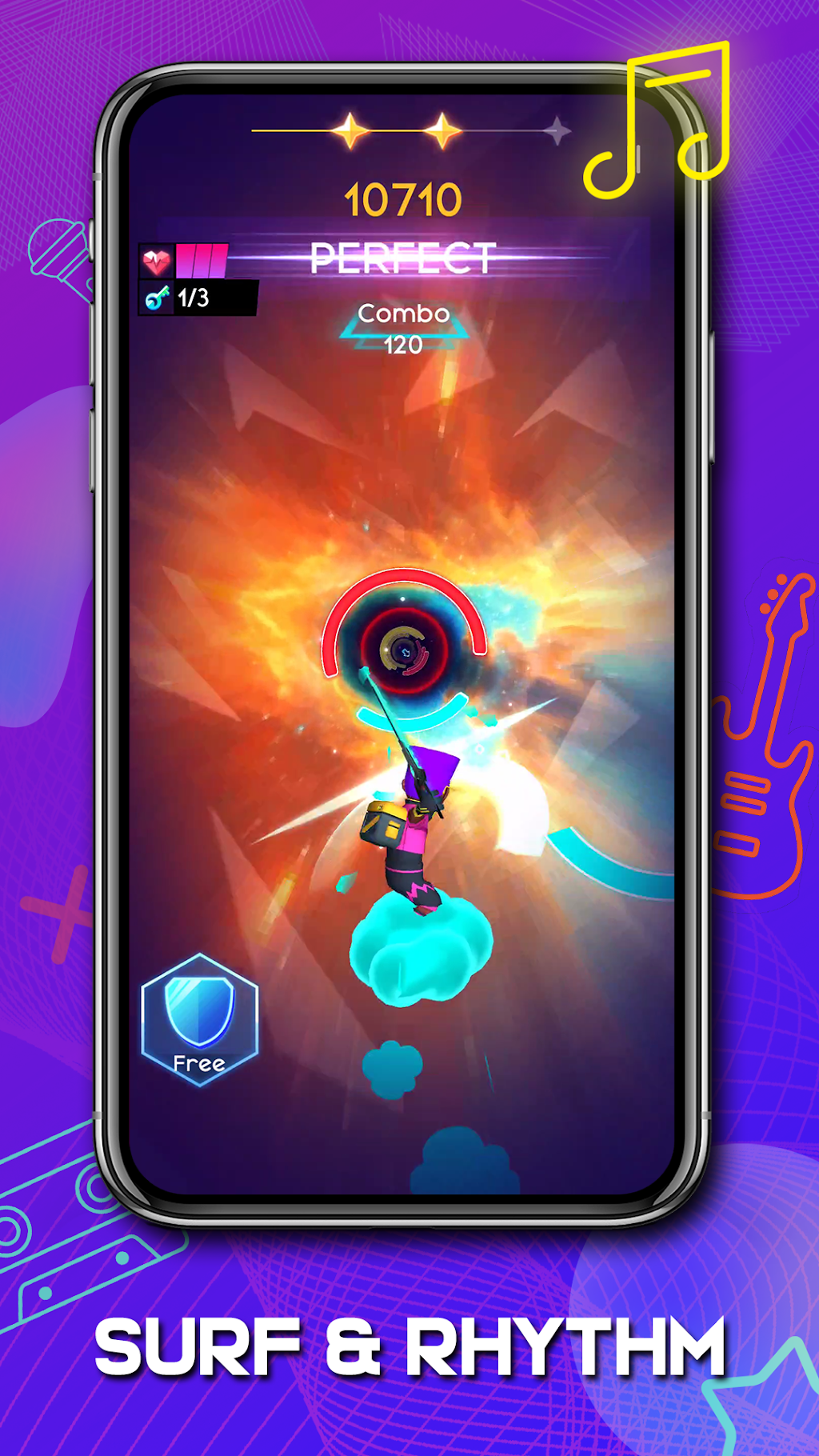 Cyber Surfer gameplay — neon skateboard run through a cyberpunk city