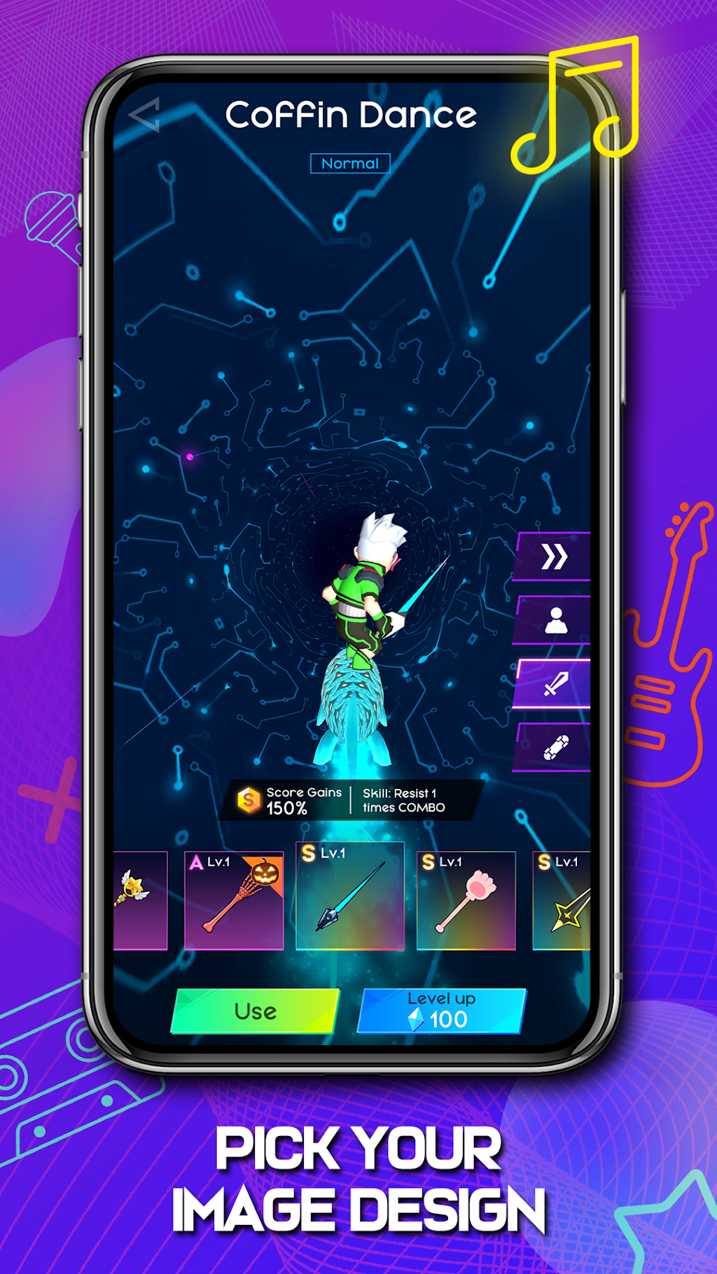 Cyber Surfer gameplay — dodging neon rings on a skateboard